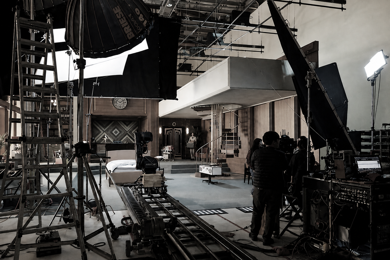 Behind the scenes on a film set, where image and environment are built with precision